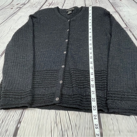 ST KITTI vintage grey wool metallic long sleeve cardigan sweater - Picture 11 of 12